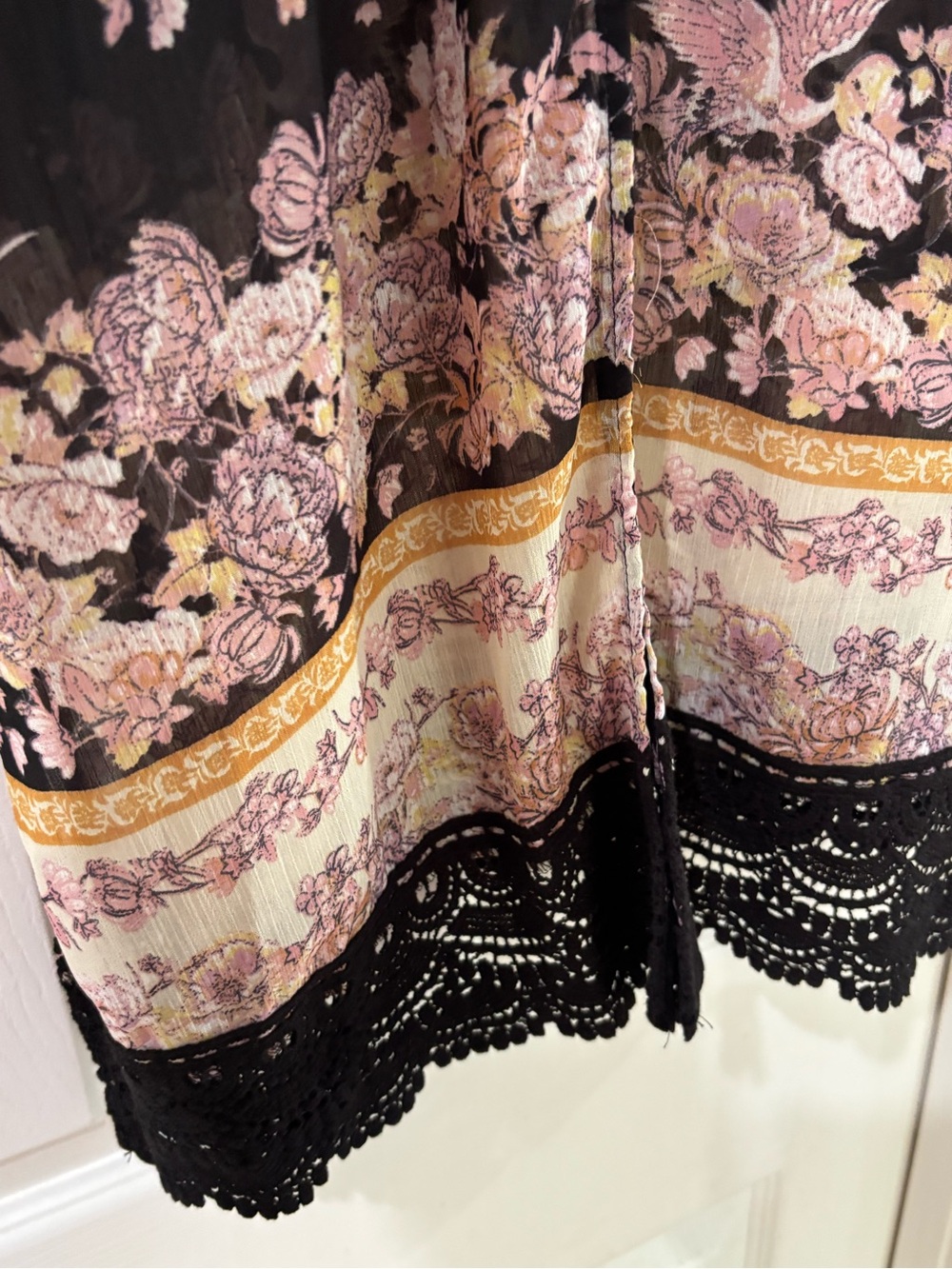 Rewind Floral Open Front Crochet Trim Kimono Cardigan XL - Picture 4 of 8